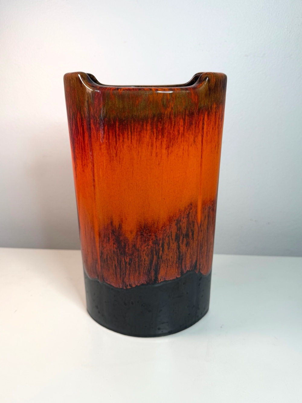 1970s MCM Canadiana Pottery Drip Glaze Vase, Made in Canada